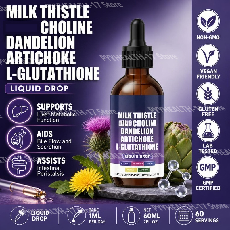 Herbal Wellness Drops - Googeer Mariendistel Flüssig-Tropfen mit Cholin, Löwenzahn,