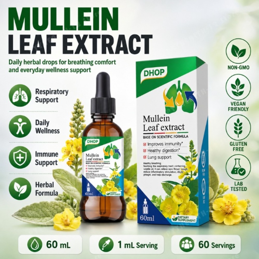 Herbal Wellness Drops - Königskerzenblatt-Extrakt Tropfen 60ml, Kräuter-Flüssigpräparat mit Süßholzwurzel