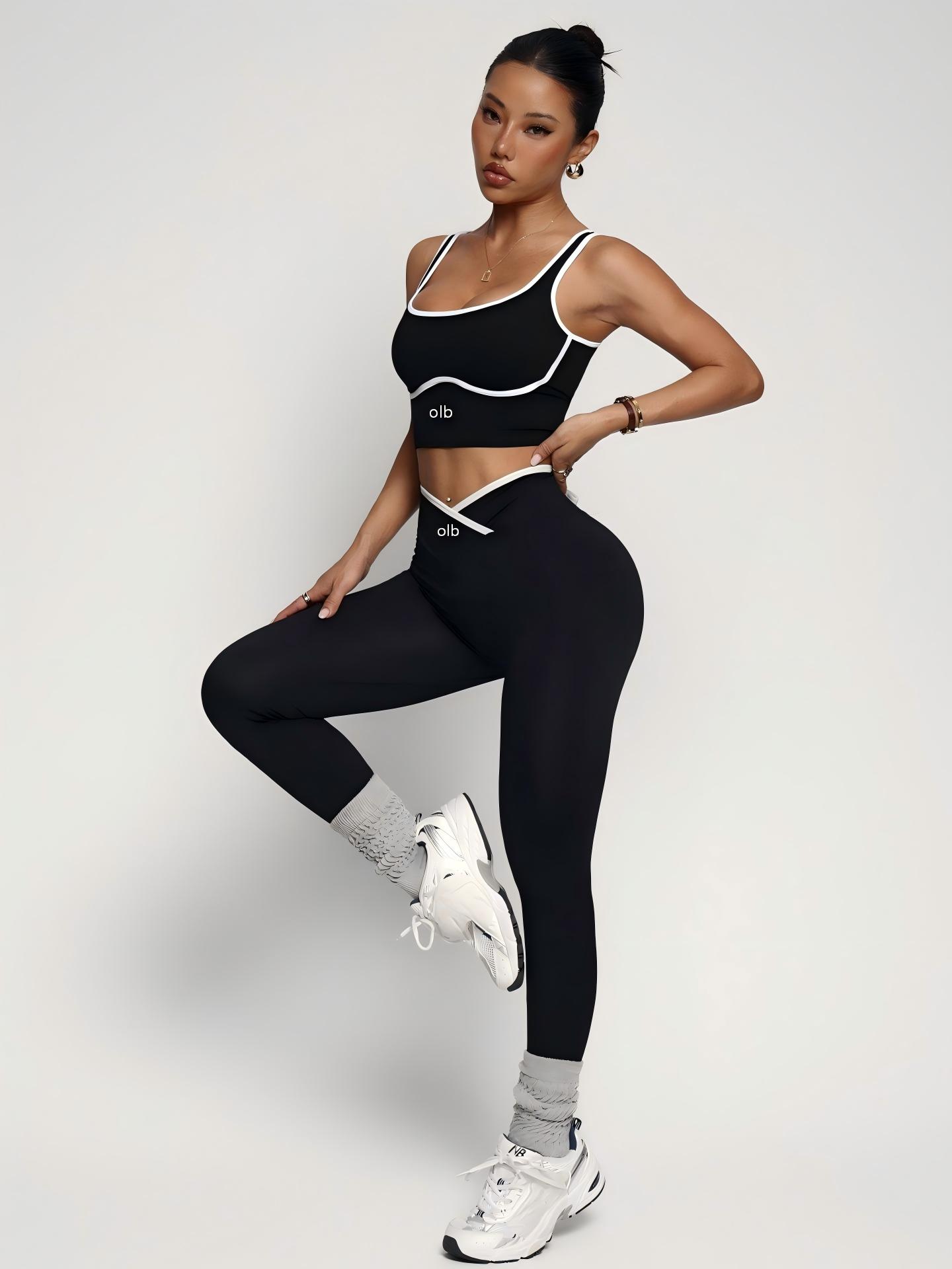 Herbal Yoga - 2-teiliger neuer Sport-BH, Weste, Hose, Fitnessanzug,