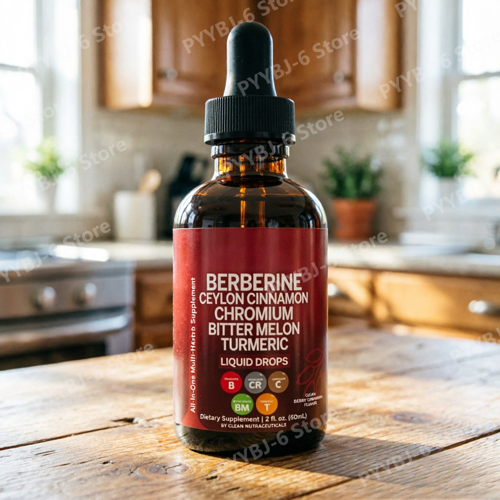 Herbal Wellness Drops - Berberin-Chrom-Kurkuma-Ginseng Flüssige Tropfen 60ml Organisches Kräuterergänzungsmittel