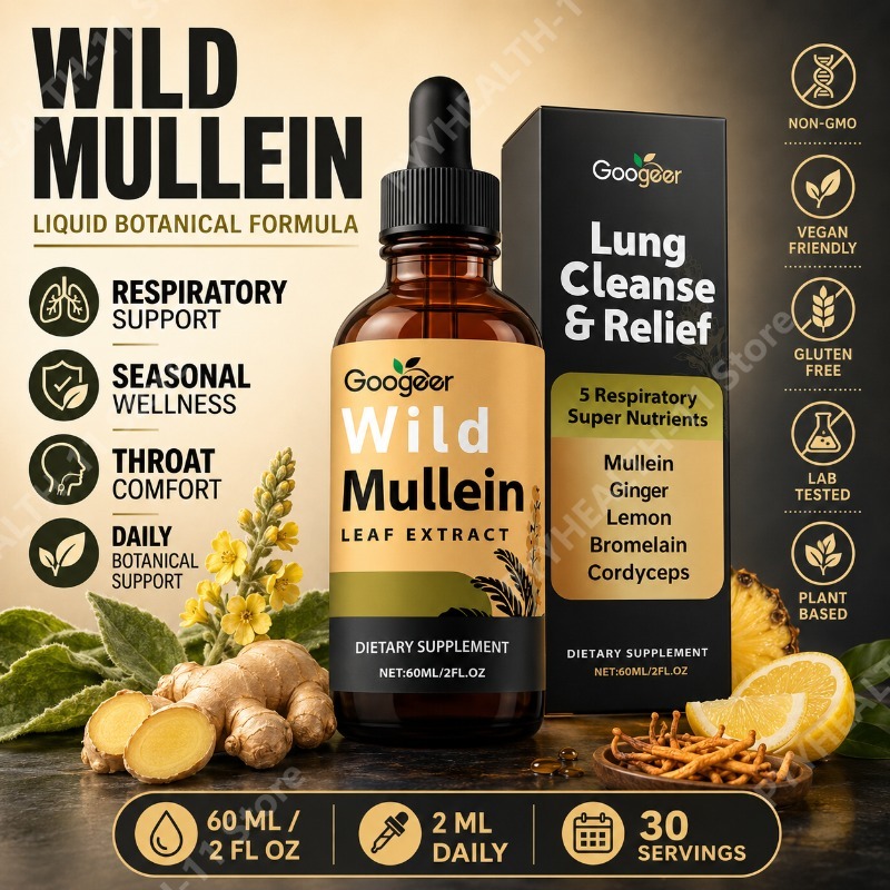 Herbal Wellness Drops - Mullein Flüssig-Tropfen Kräutermischung mit Ingwer, Bromelain,